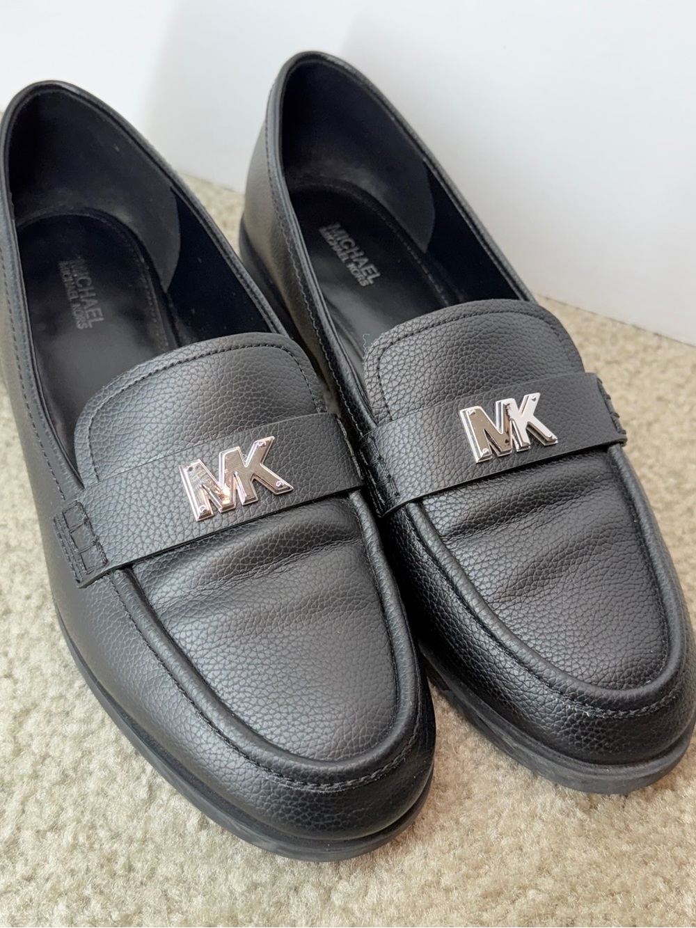 Michael Kors Loafers Black Lex Slip On Leather Women’s Size 8.5 Shoes MK